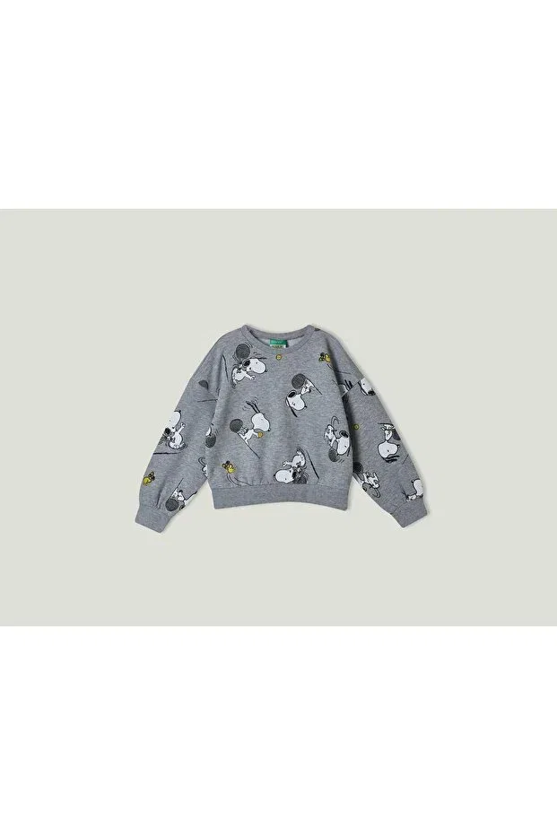 Детские свитшот для девочек с принтом United Colors Of Benetton, Gray