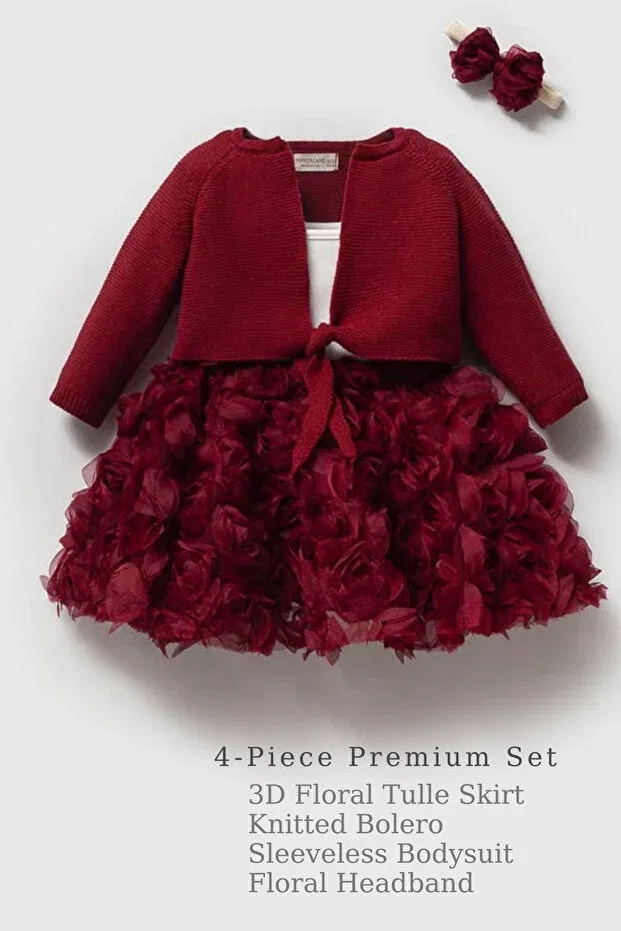 Детский комплект для девочек с цветочным принтом Ruby Rose Naka Concept, Burgundy — фото 2