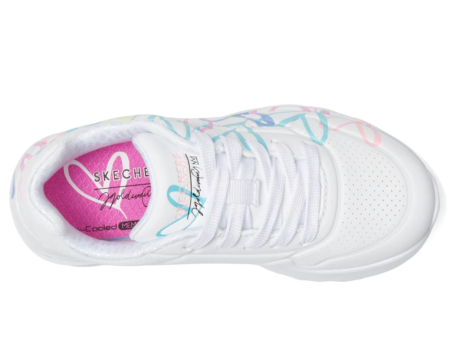 Детские кроссовки для девочек с принтом One Lite-spread the Love Skechers, White Purple Turquoise — фото 2