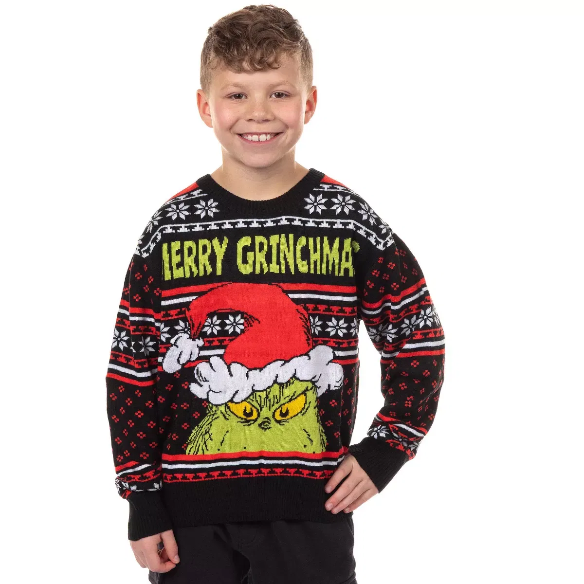 Детский пуловер с принтом Merry Grinchmas Mad Engine, Multicolored