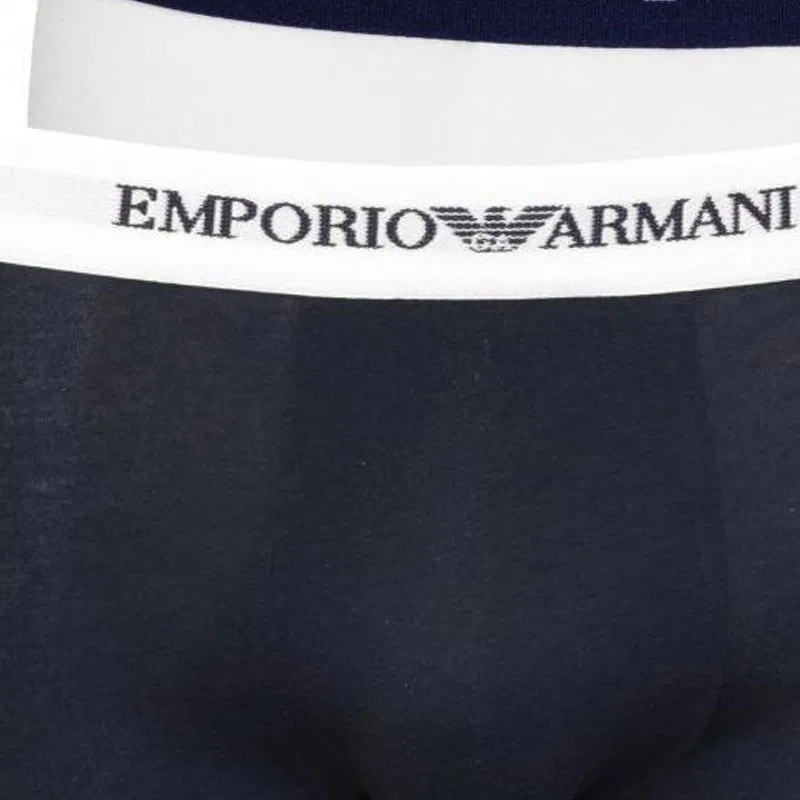 Мужские боксеры из хлопка, комплект из 2 штук, EMPORIO ARMANI, White and Dark Blue — фото 4