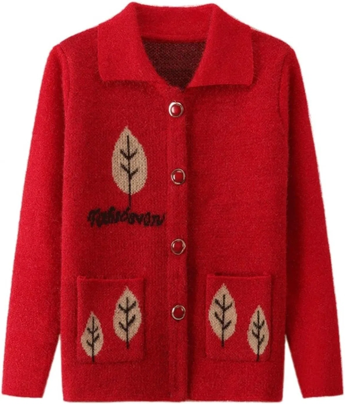 Женский кардиган с длинным рукавом, с принтом, Red Add Fleece