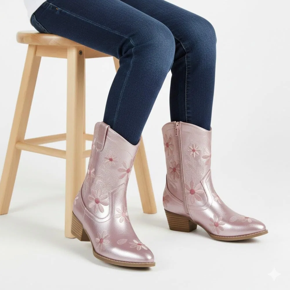Детские сапоги для девочек с принтом Cowgirl Forever Link, Pink — фото 2