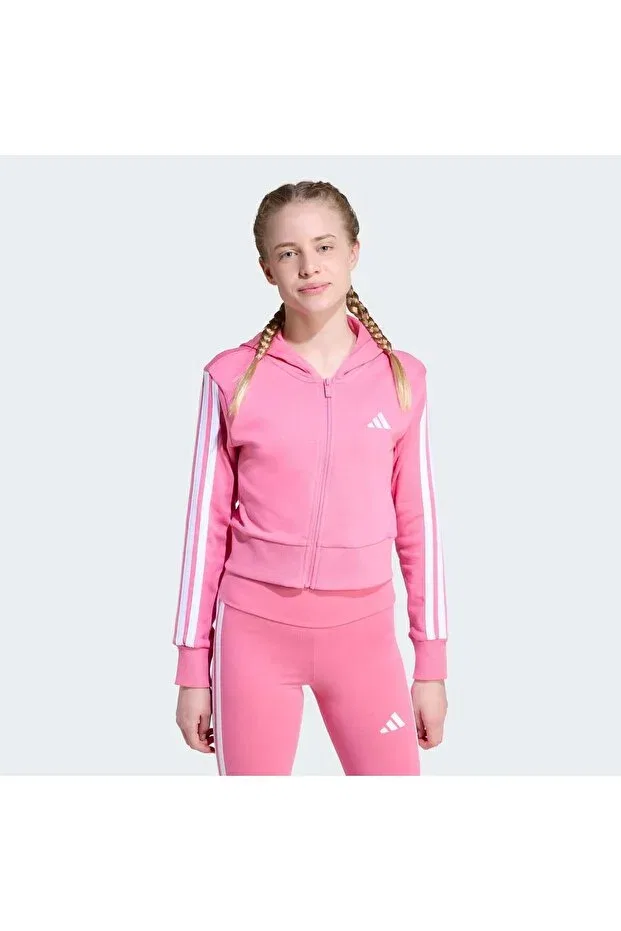 Детское худи для девочек с длинным рукавом Essentials Full-Zip Kids Hoodie Adidas, Pink Fusion / White
