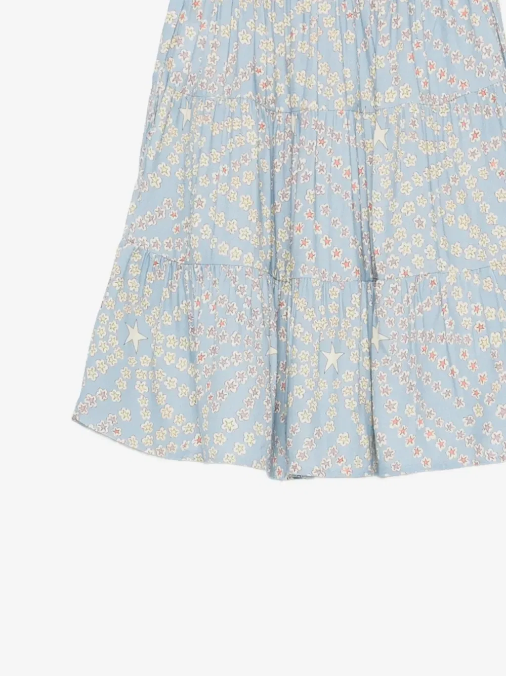 Многоярусная юбка с принтом в виде звезд Stella McCartney Kids, синий — фото 3