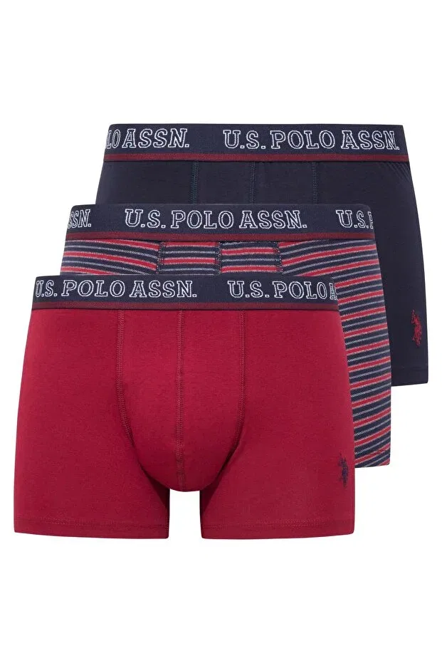 Мужские боксеры с принтом 3 шт U.S. Polo Assn., Burgundy-Dark Blue-Printed