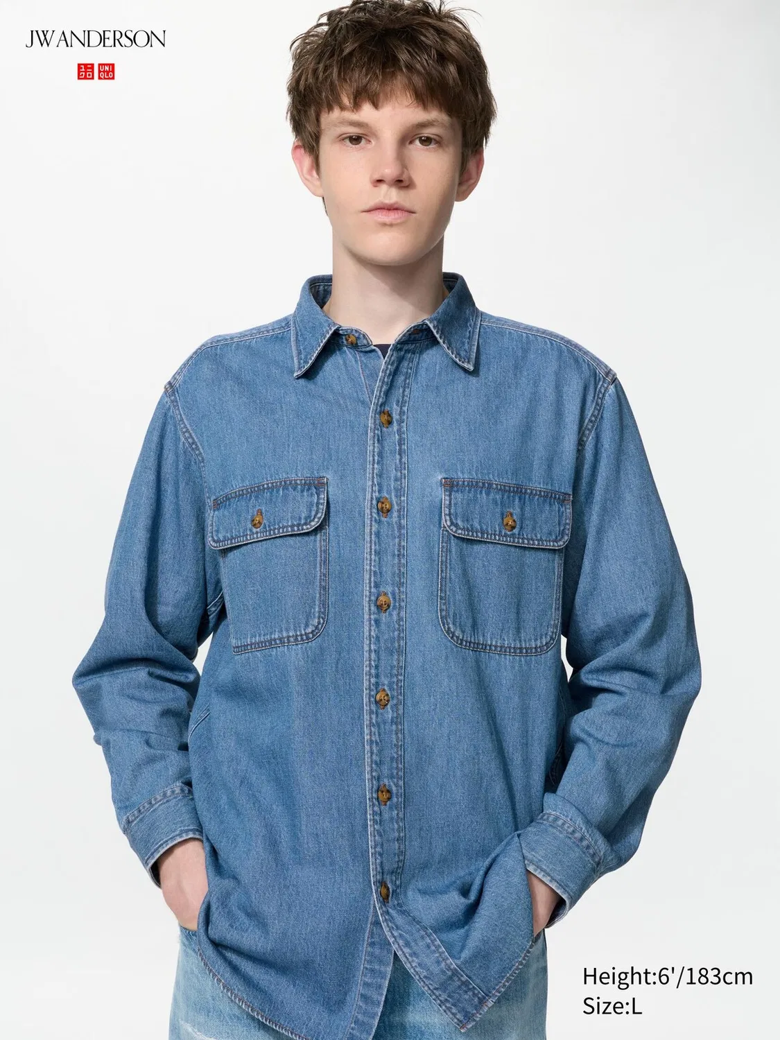 Рубашка джинсовая Uniqlo, синяя