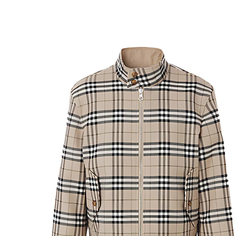 Куртка Harrington Burberry шерстяная хлопковая реверсивная, мягкий рыжевато-коричневый — фото 2