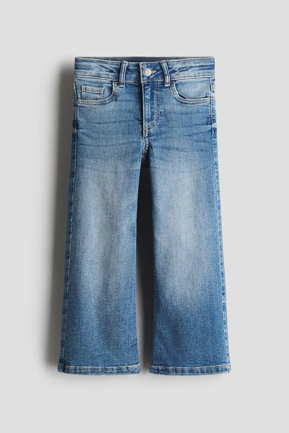 Джинсы с широкими штанинами из суперэластичной ткани H&M, Denimblau