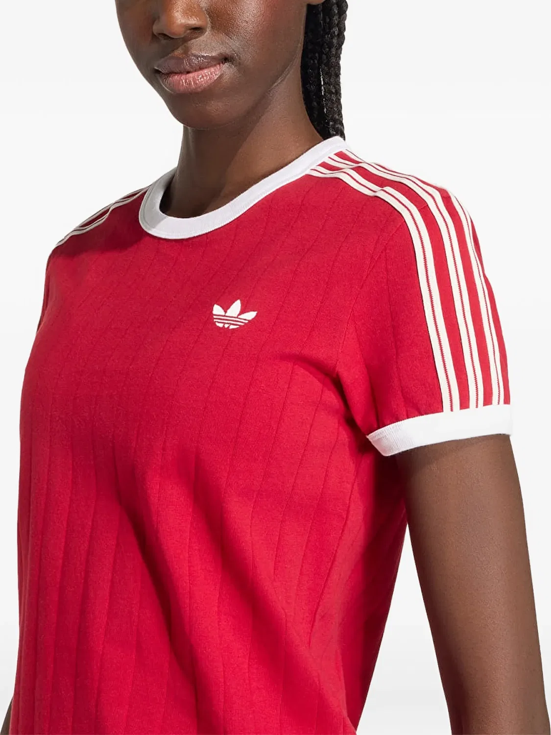 Футболка в красную полоску с логотипом Adidas, красный — фото 2