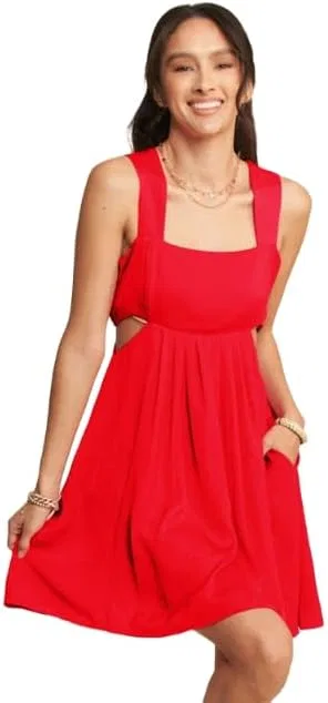 Женское мини-платье с вырезом из сатина Washed Satin Cutout Skirt Bandeau, Orange