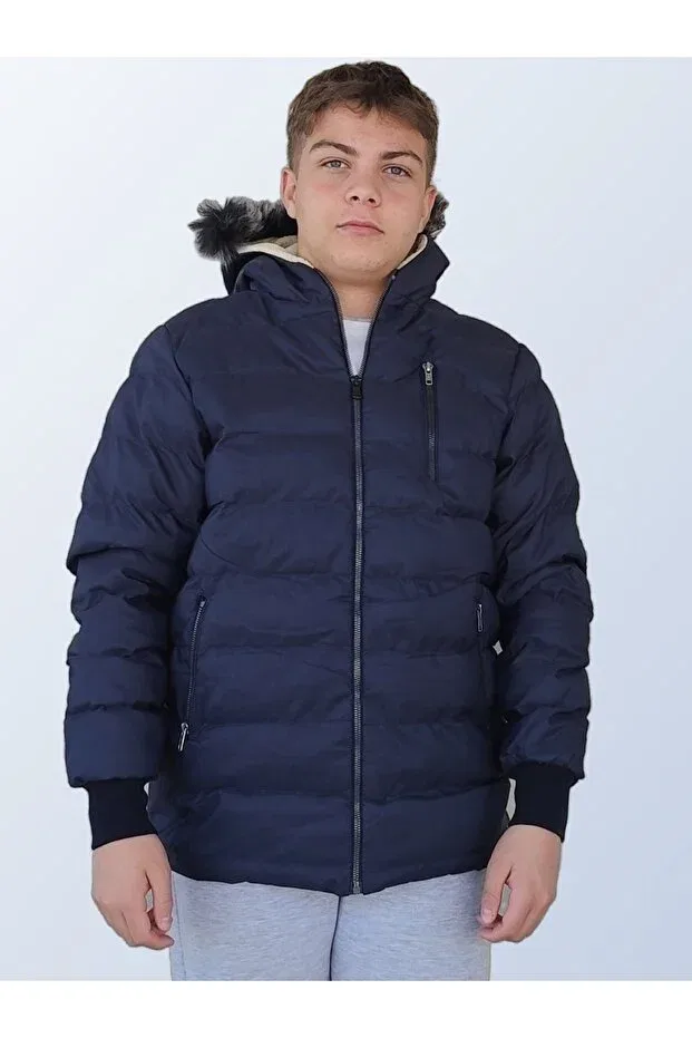 Детское пальто для девочек с капюшоном Sotina Besa, Navy Blue — фото 4