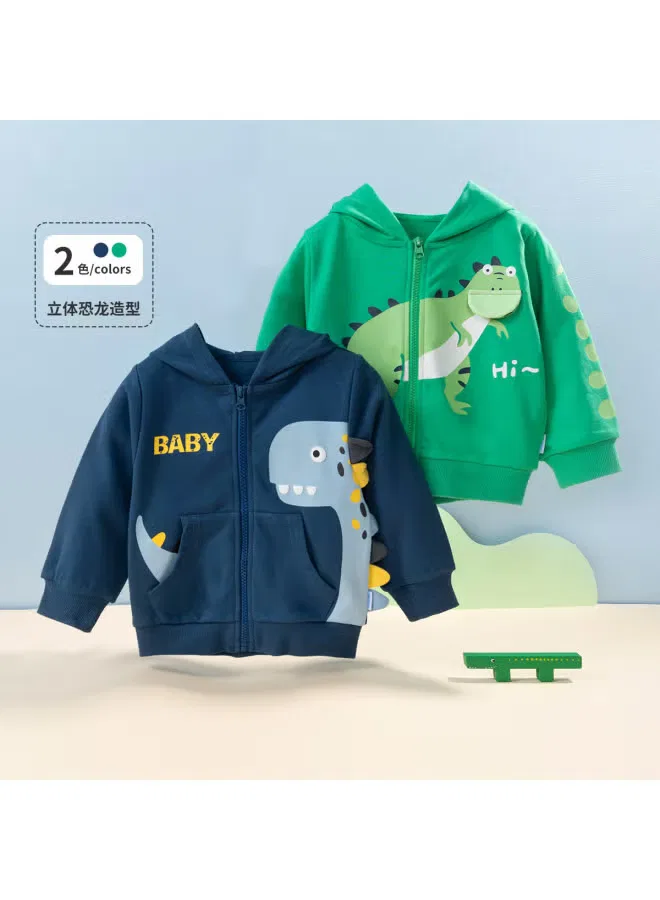 Свитшот на молнии с капюшоном и мультяшным принтом для мальчиков Bornbay, синий — фото 3