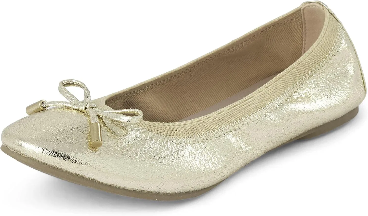 Детские балетки для девочек с закрытым носком The Children's Place, Metallic Gold Bow