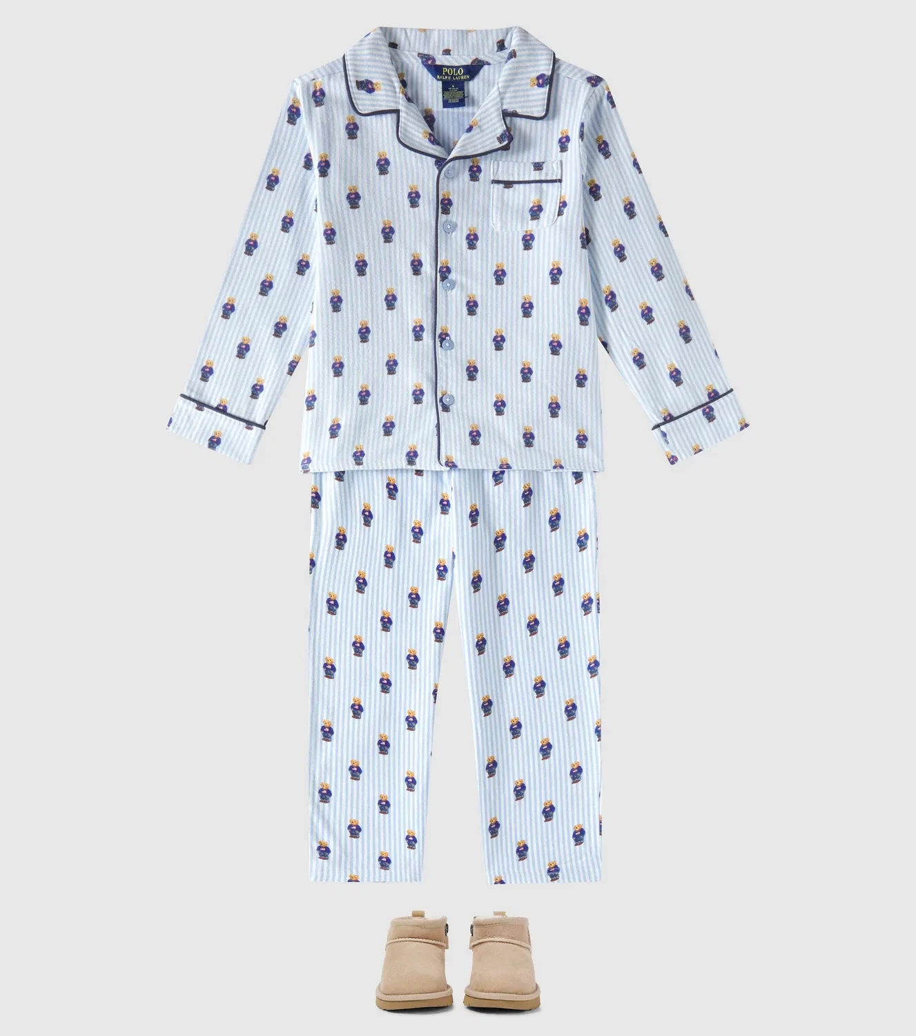 Комплект пижам из хлопка с Медведем Поло Polo Ralph Lauren Kids, голубой — фото 2
