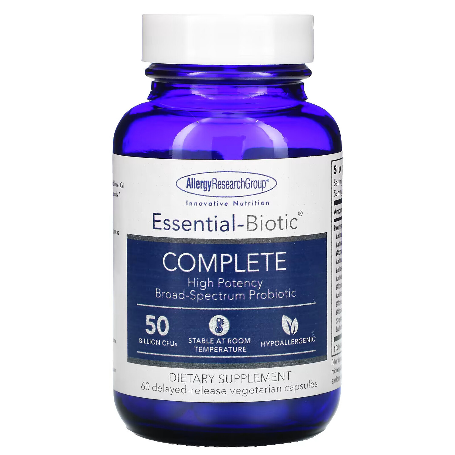 

Allergy Research Group, Essential-Biotic Complete, 50 млрд КОЕ, 60 вегетарианских капсул с отсроченным высвобождением