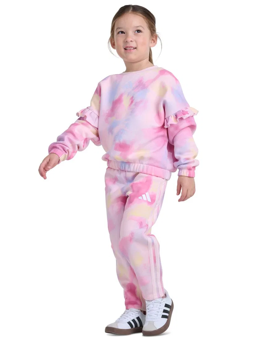 Детский комплект из свитшота и штанов с принтом adidas, Pink Multi Crystal Linen — фото 2