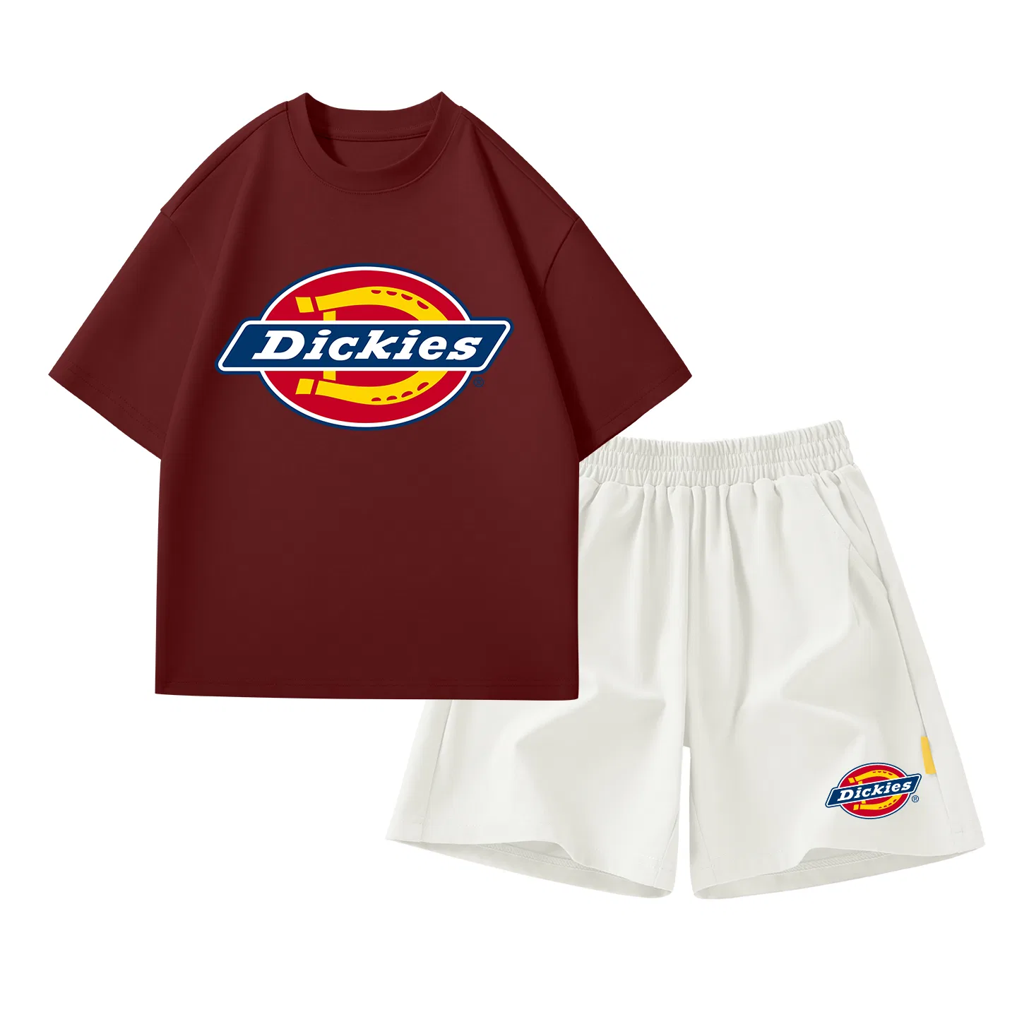 Детский спортивный костюм с принтом Dickies, Solid Color Red Tea+Standard K_Right Lower Mist White