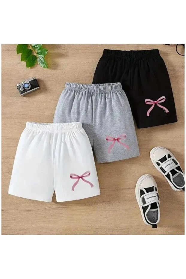 Детские шорты для девочек хлопковые комплект 3 шт Pupa, White-Black-Grey