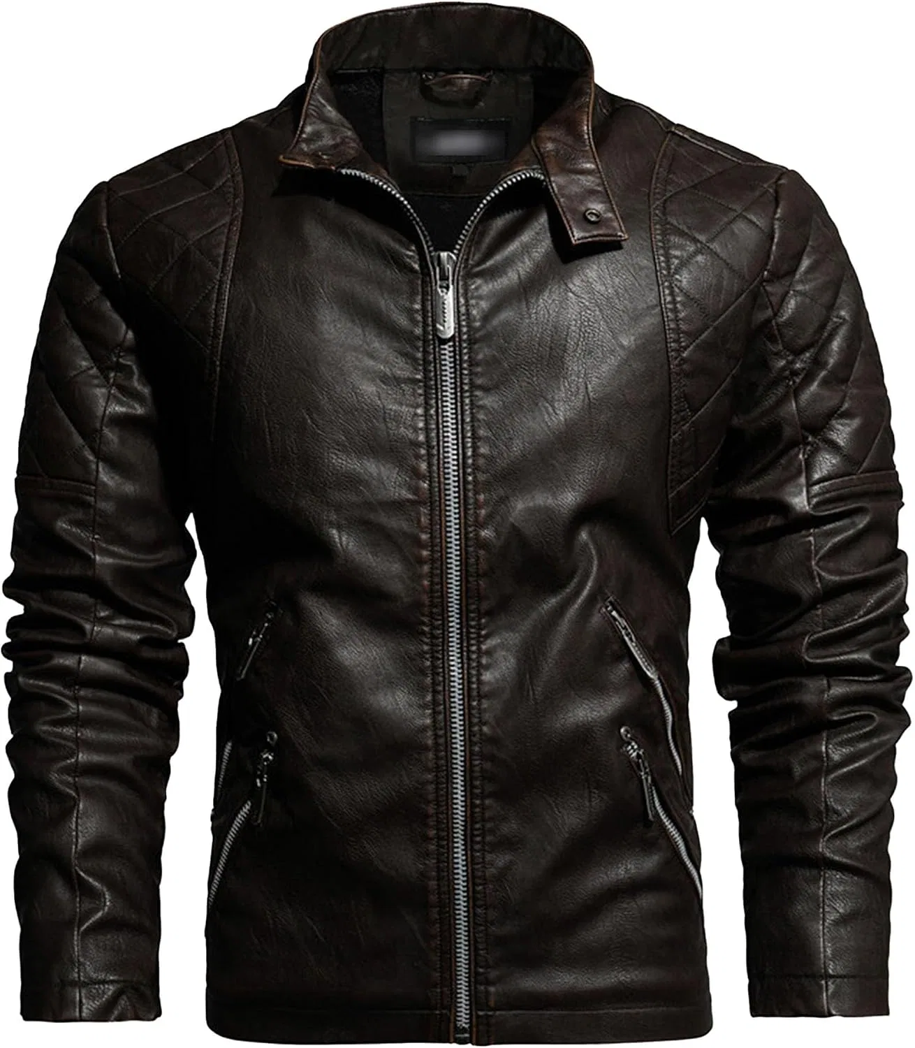 Мужское хлопковое пальто-бомбер Faux Leather Fleece Jacket, кофейный
