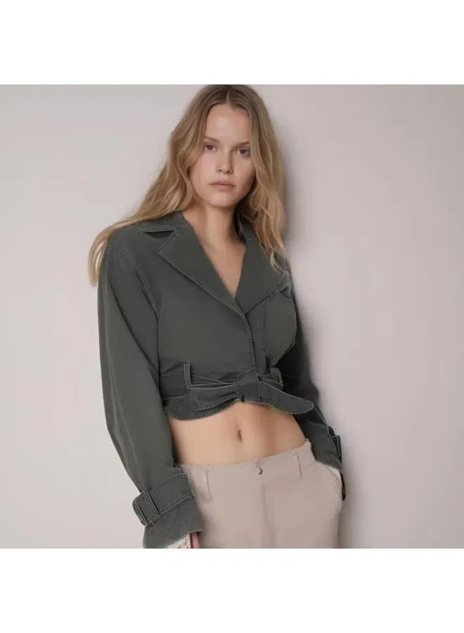 Жакет с лацканами Zara, темно-зеленый — фото 2