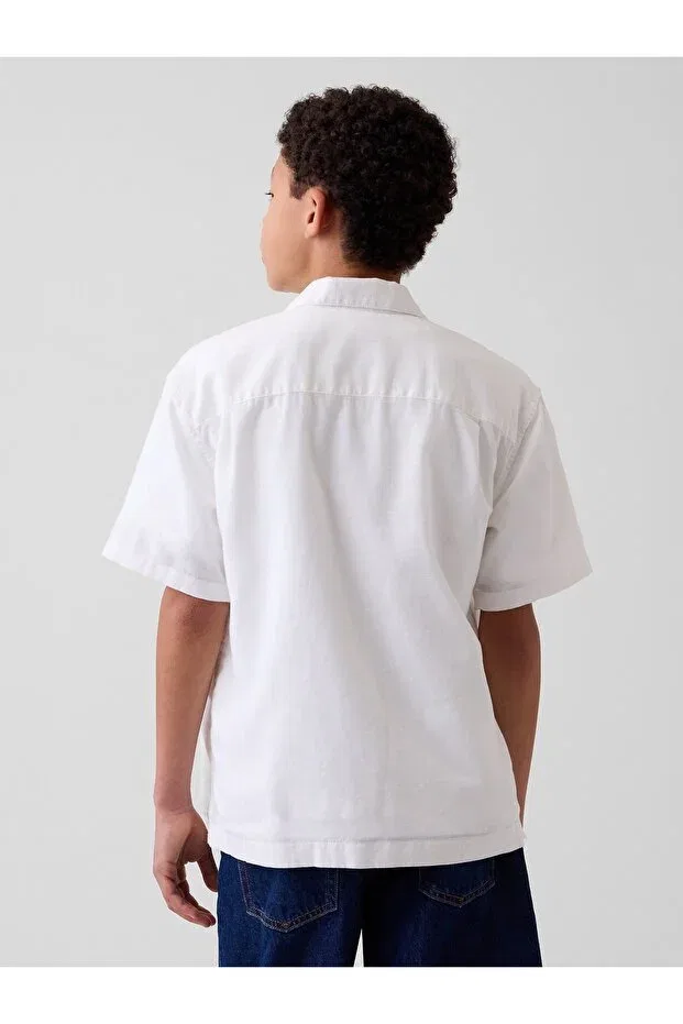 Детская рубашка для мальчиков льняная Gap, White-001 — фото 3
