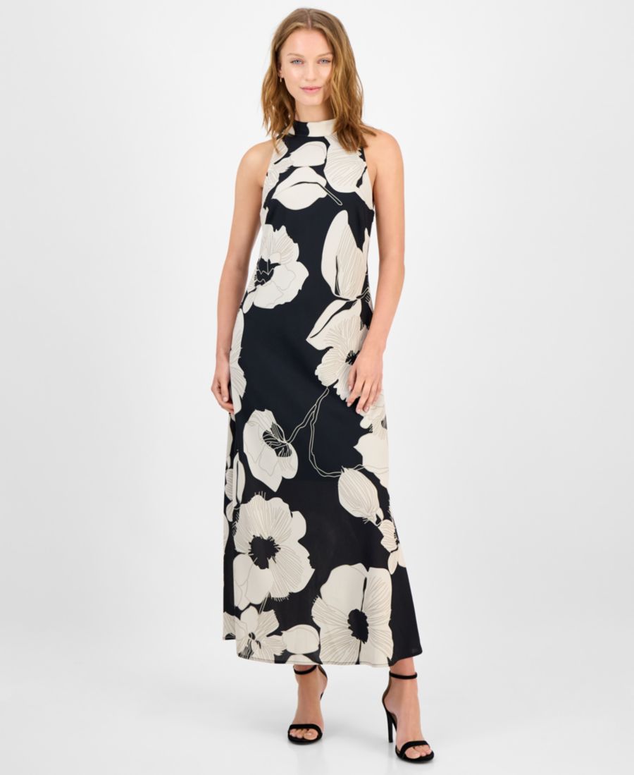 

Женское объемное платье А-силуэта с цветочным принтом Sam Edelman, Blk/ecru