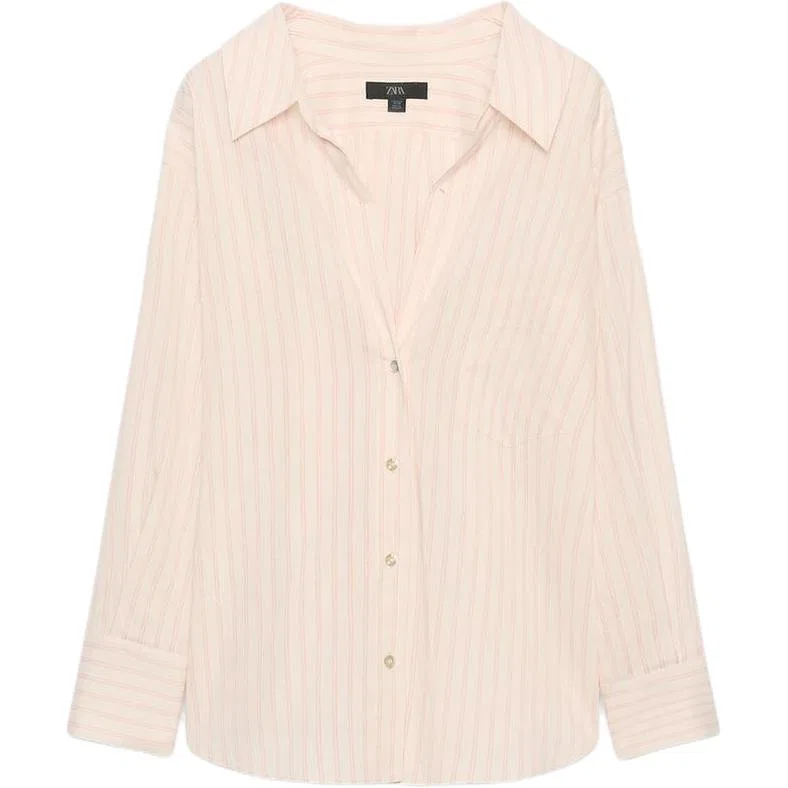 Женская рубашка с лацканами Pink/White ZARA