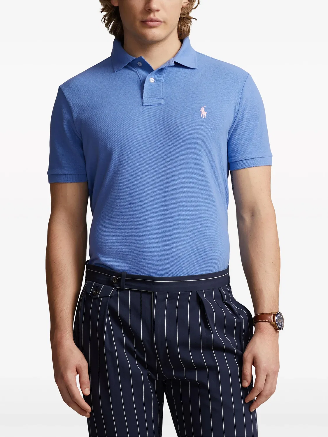 Polo Ralph Lauren Хлопковое поло с вышивкой пони, синий — фото 3