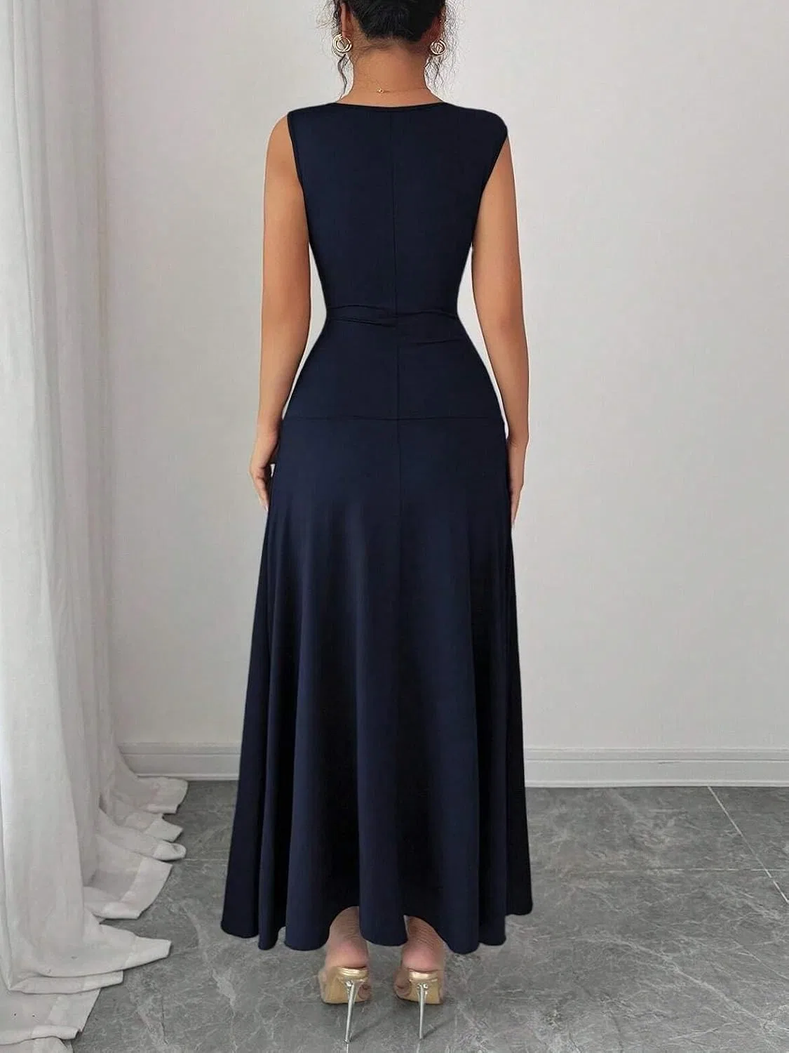 Женское платье A-силуэта с асимметричным вырезом, Royal Blue — фото 2