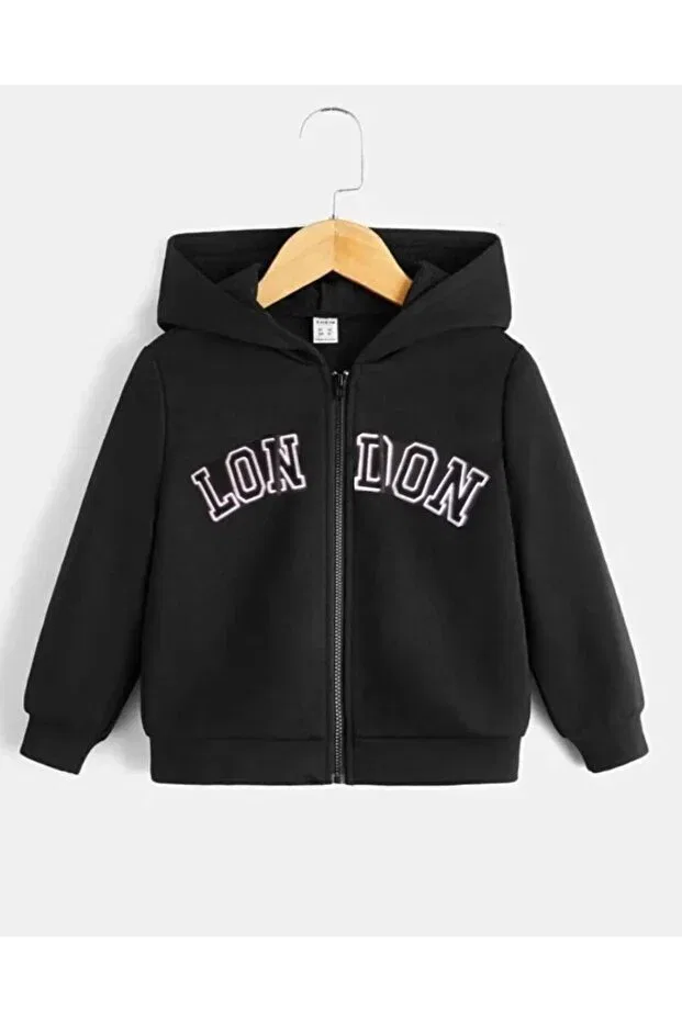 Детский кардиган из хлопка с принтом London cotton kids zippered cardigan Modaberry, Black
