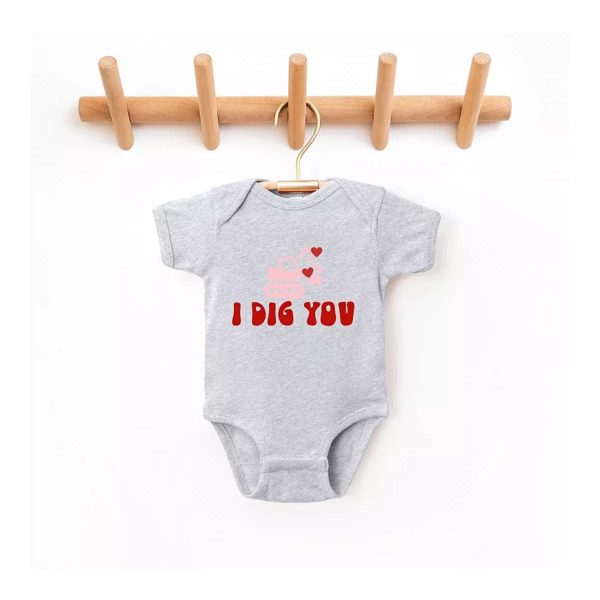 Детское боди для мальчиков с коротким рукавом I Dig You Baby The Juniper Shop, Heather Grey