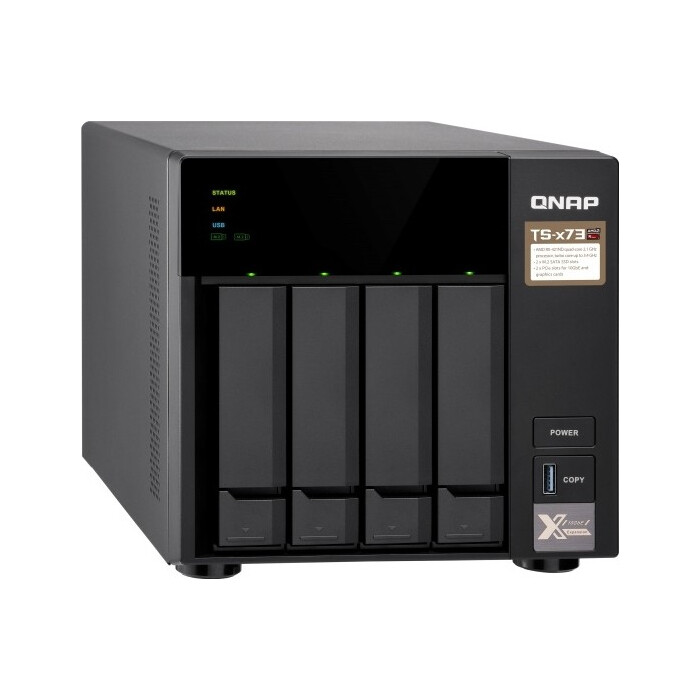 

Сетевое хранилище QNAP TS-473, 4 отсека, 8 ГБ, без дисков, черный