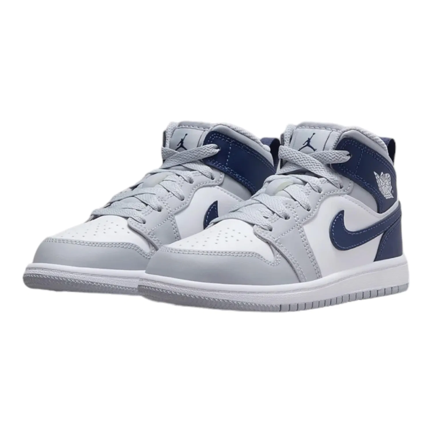 Детские кроссовки для мальчиков с высоким берцем Jordan 1 Mid SE Craft PS NIKE, Bianco Midnight Navy Wolf Grey — фото 3