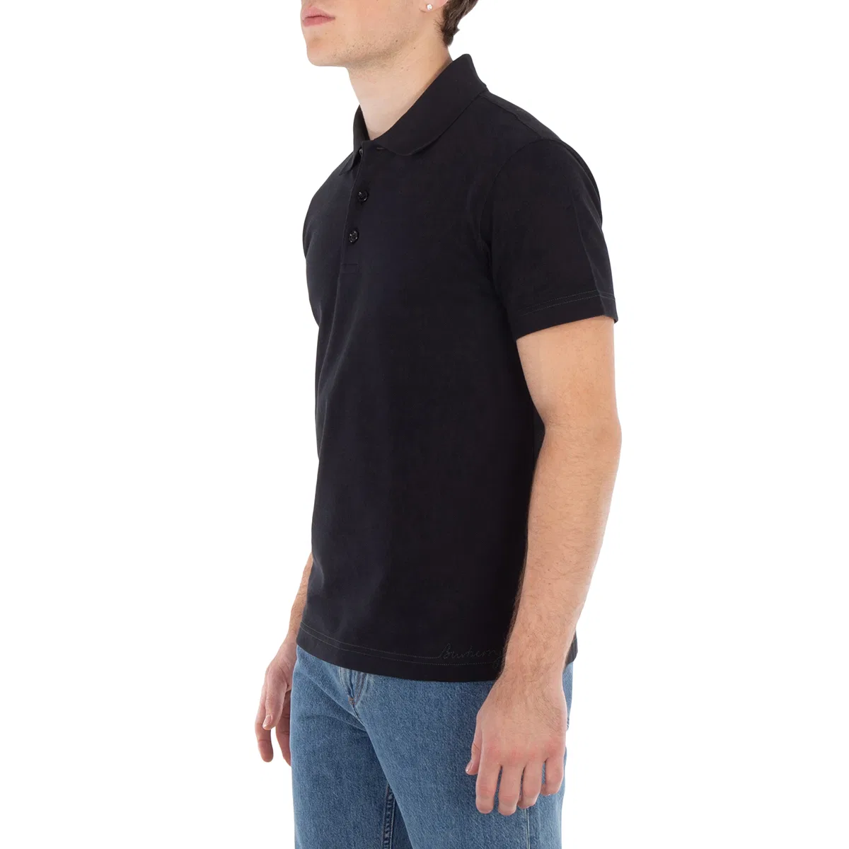 Поло из хлопка с вышитым логотипом Logo Embroidered Straight Hem Cotton Polo Shirt Burberry, Black — фото 2
