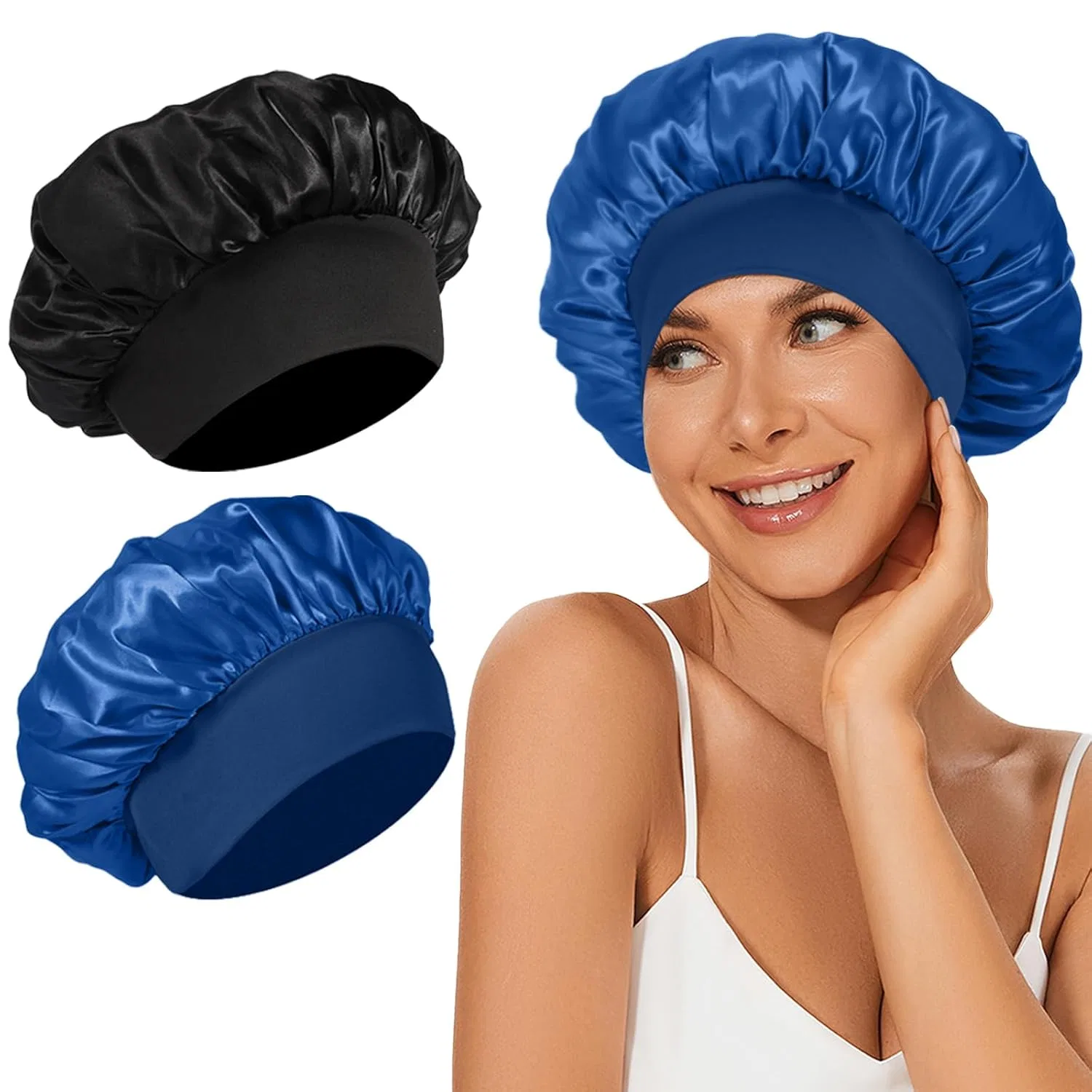 Шапочка для душа Satin Cap, LEADUWAY, 2 шт, черный/синий