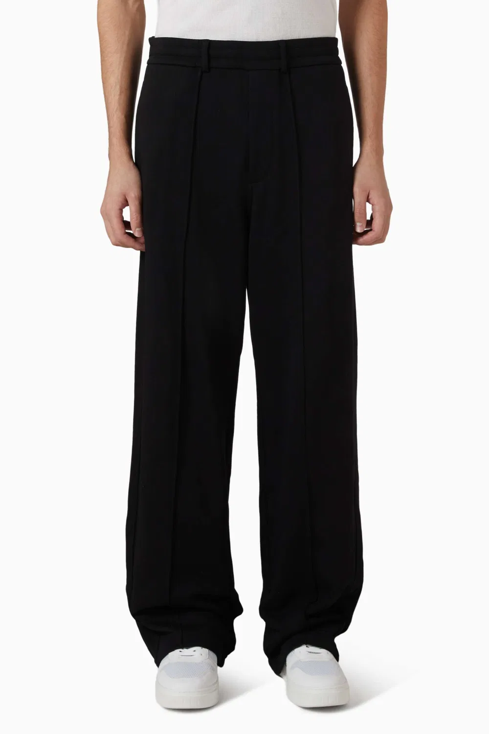 Брюки прямые хлопковые Emporio Armani, черный