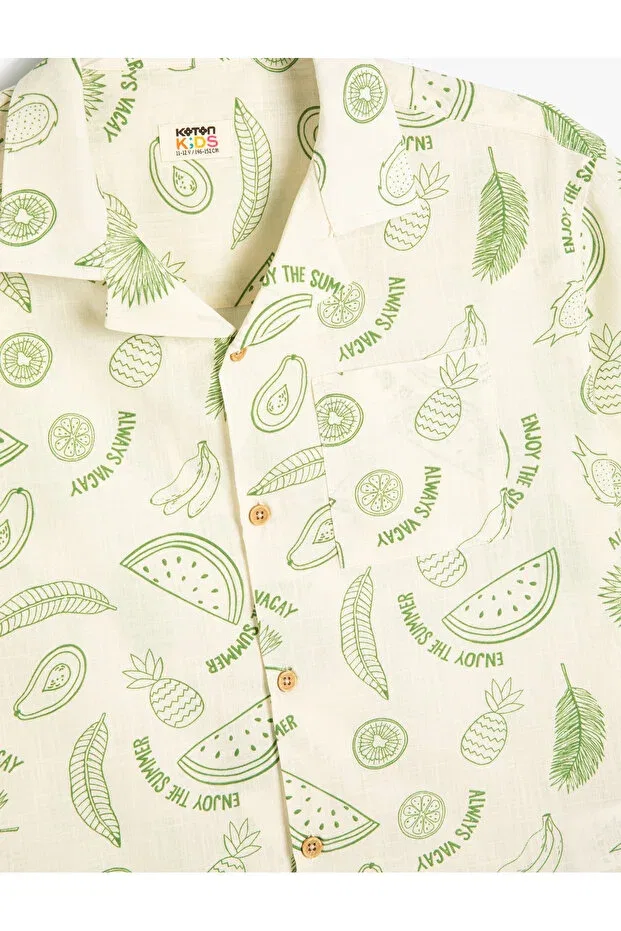Детская рубашка для мальчиков с коротким рукавом Fruit Themed Koton, Ecru Patterned — фото 3