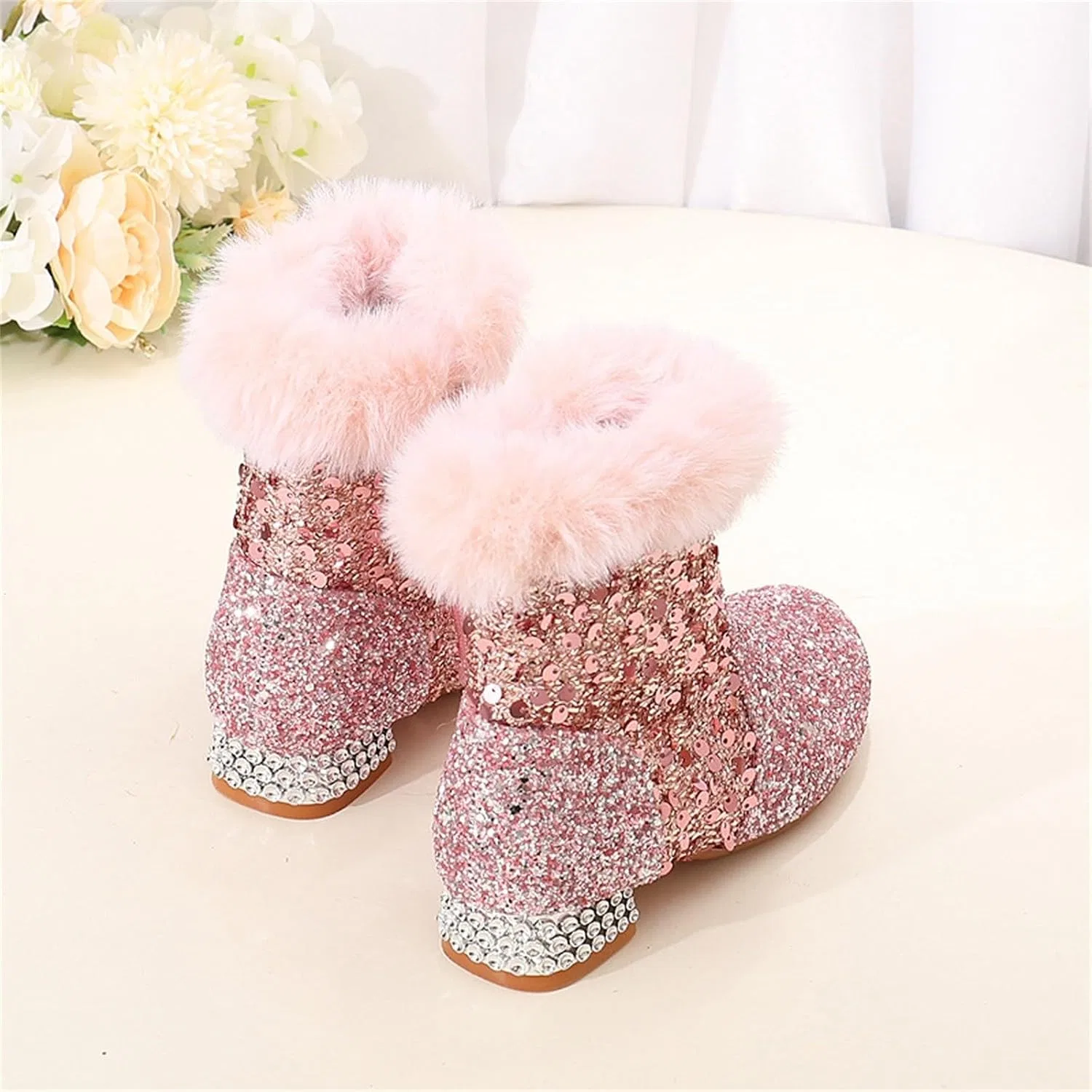Детские зимние сапоги для девочек с блестками Princess Chunky Sequin, Pink — фото 2