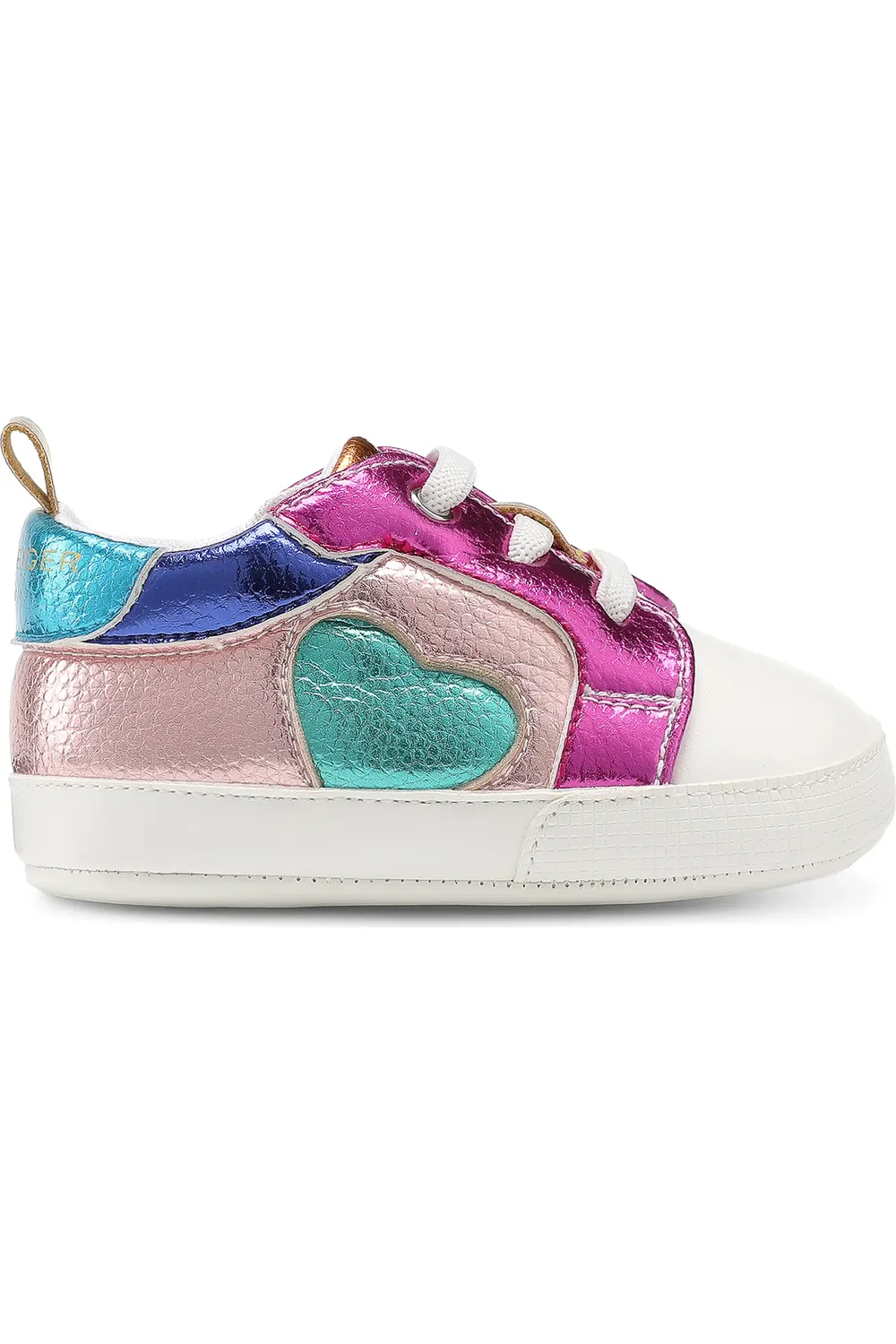 Детские туфли-пинетки с радужным металлическим верхом Luckson Heart Kurt Geiger London, Pink Multi — фото 2