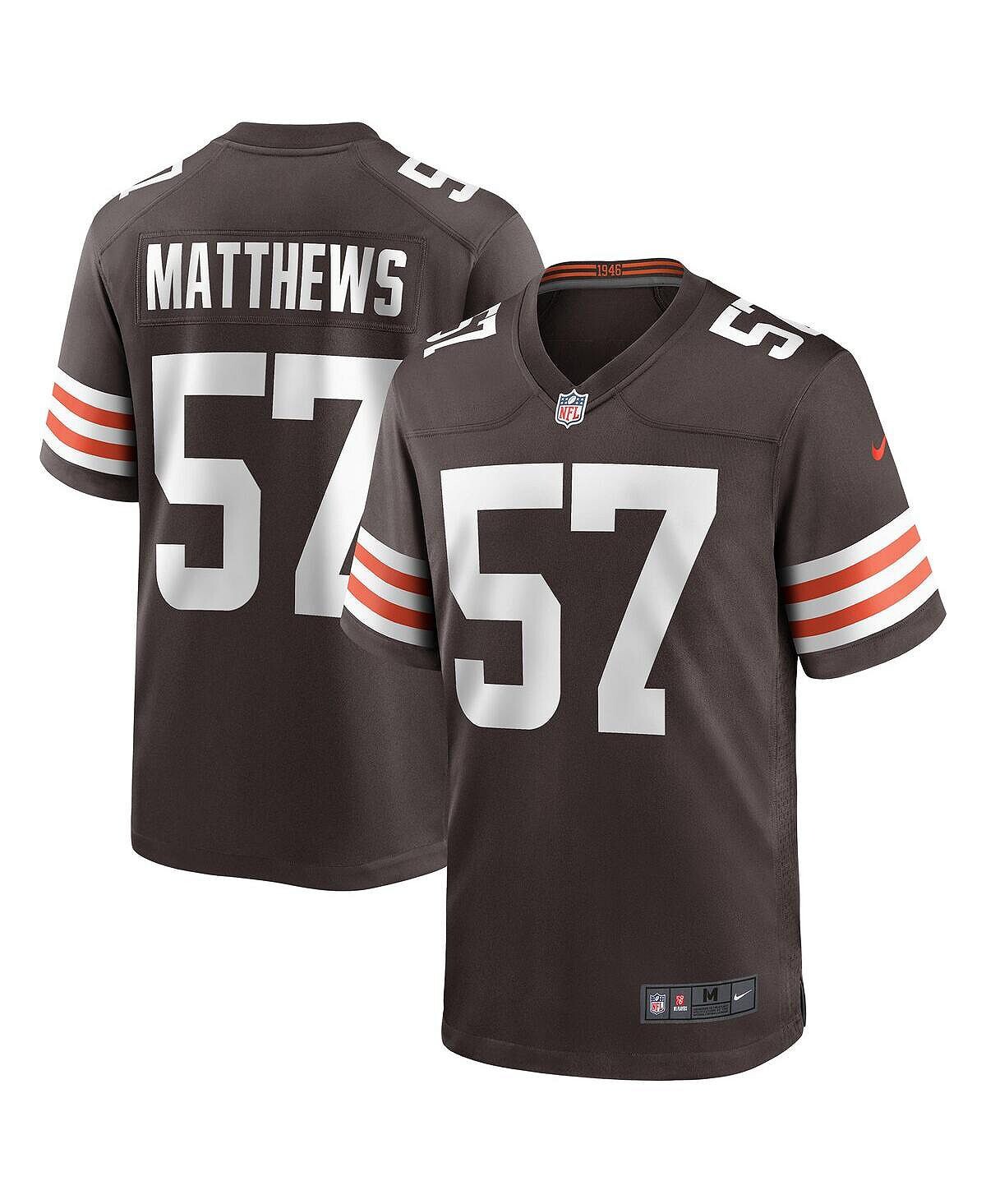 

Мужская футболка clay matthews brown cleveland browns game для пенсионеров Nike, коричневый