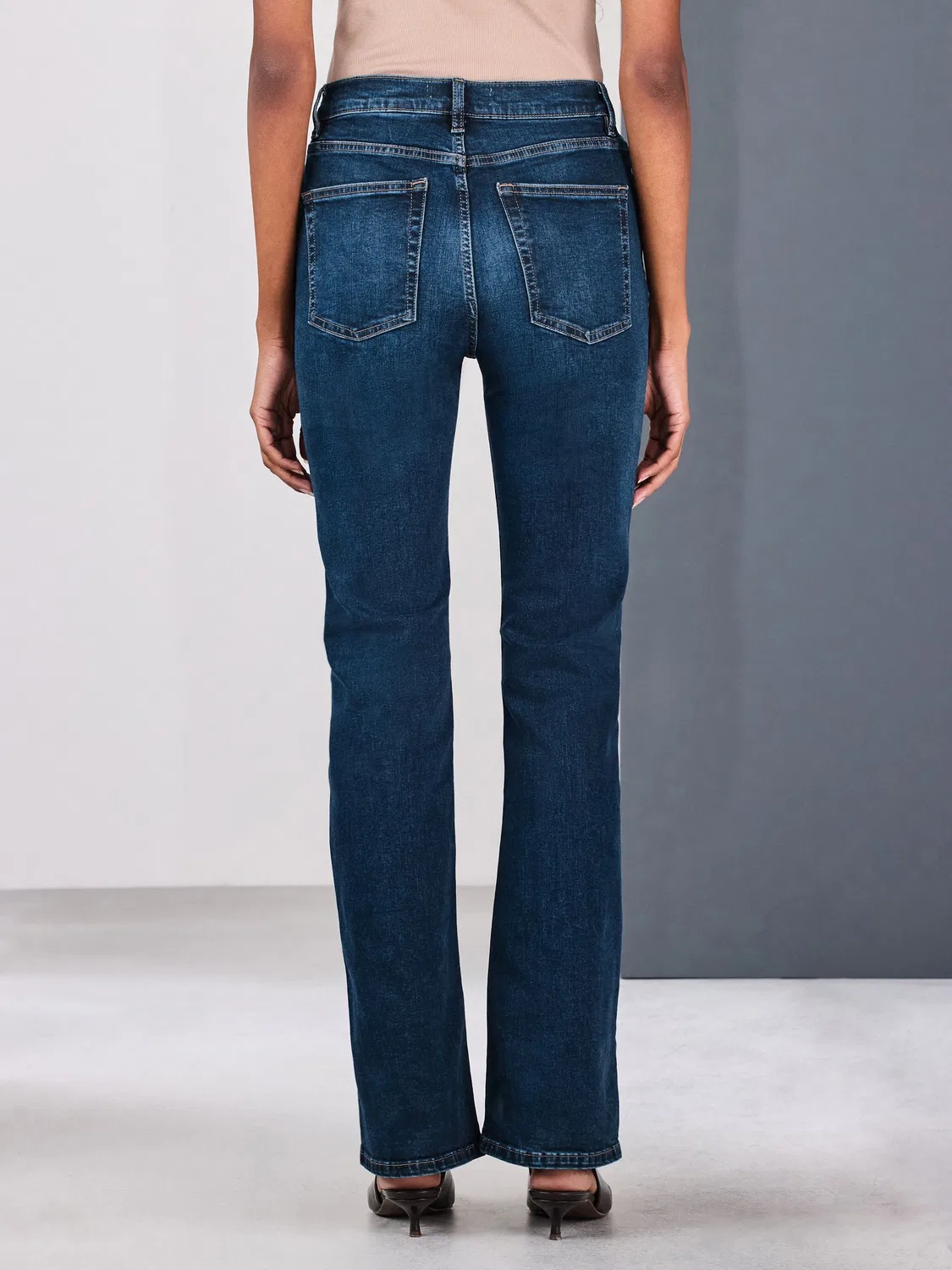 Джинсы буткат, stretch, Dark Blue Mid Rise Stretch Bootcut Jeans Next, темно-синий — фото 3