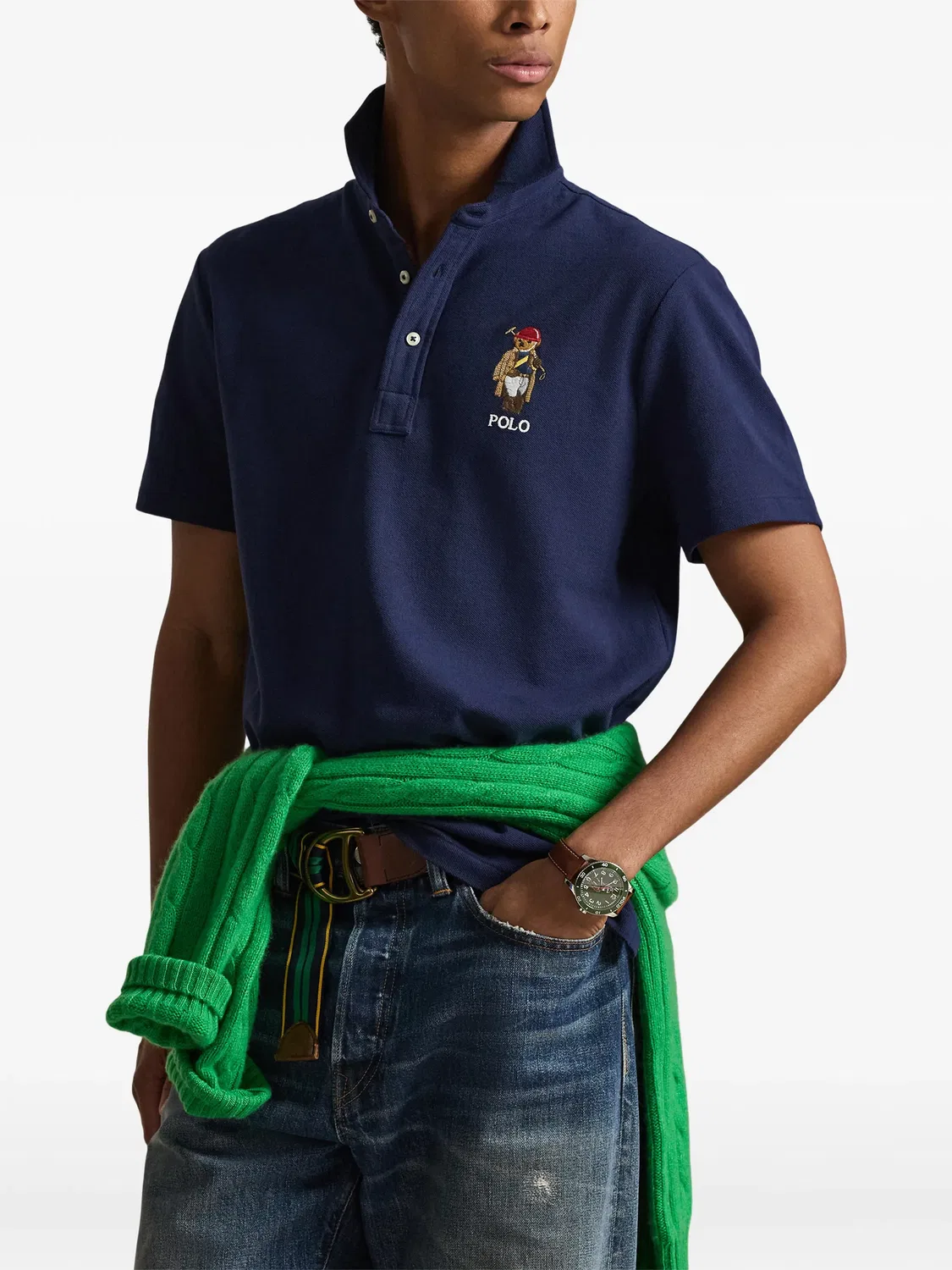 Polo Ralph Lauren Поло с принтом медведя, синий — фото 2
