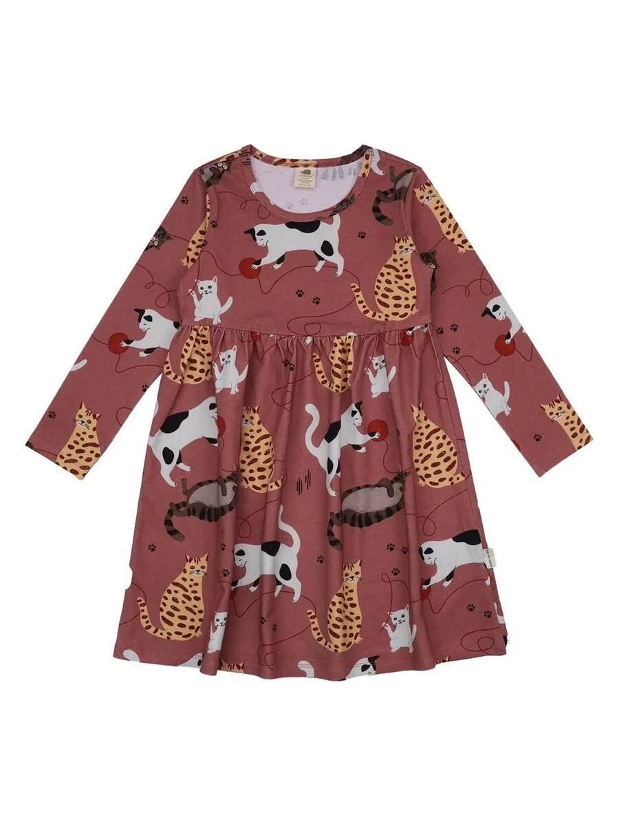 Платье Walkiddy 'Walkiddy - Playful Cats Dress' красного цвета