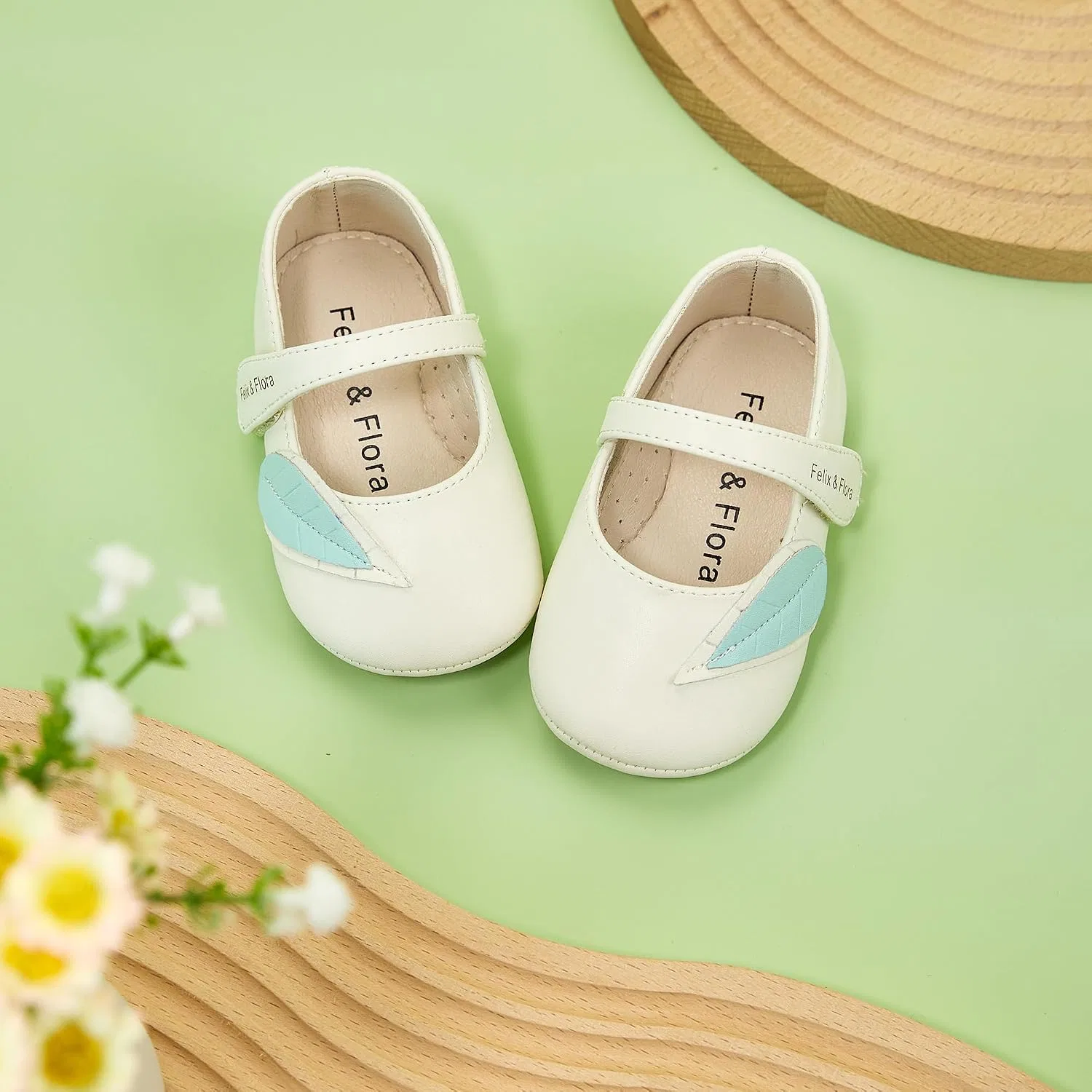 Детские туфли Мэри Джейн на мягкой подошве Moccasins Rubber Sole Crib Shoes Felix & Flora, Apricot — фото 3