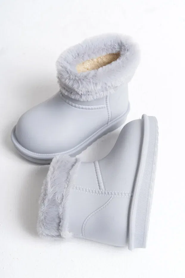 Детские сапоги для девочек водостойкие Furry Boots Mini Angel, Gray — фото 2