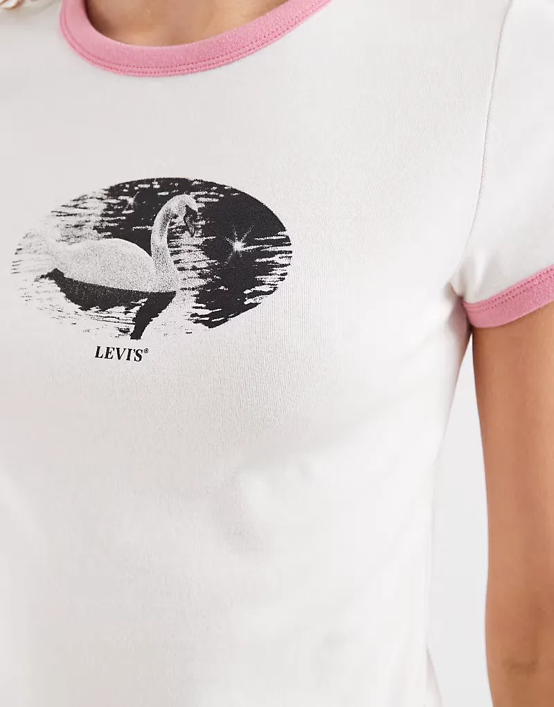 Футболка baby ringer с графическим принтом Levi's, белый — фото 4