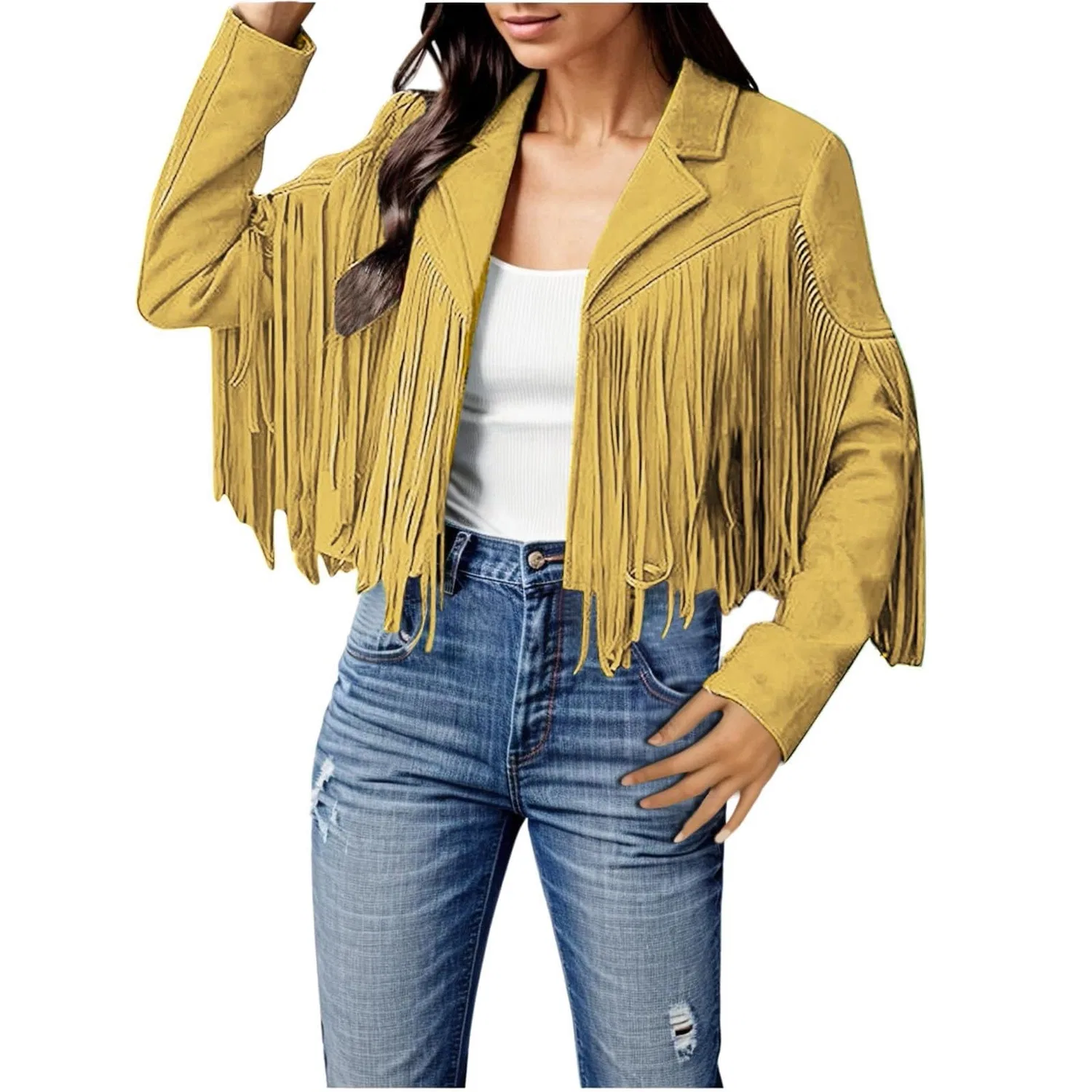 Женская куртка с бахромой Vintage Cowgirl Outfits, Z02 Giallo — фото 2