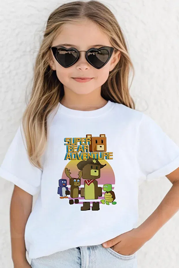 Детская футболка для мальчиков с принтом Super Bear Game Character Pattern Printed Store, Белая