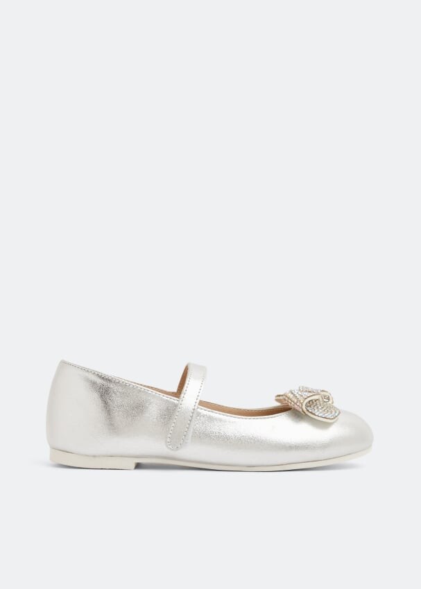 

Балетки BABYWALKER Crystal bow ballerinas, серебряный